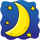 Yellow Moon with Stars, on a Dark Blue Gradient Background